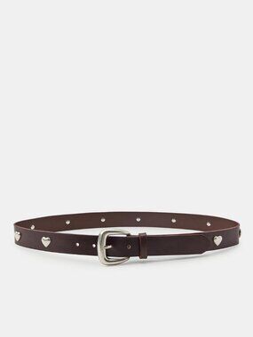 ZARA 100% LEATHER HEART STUDDED BELT